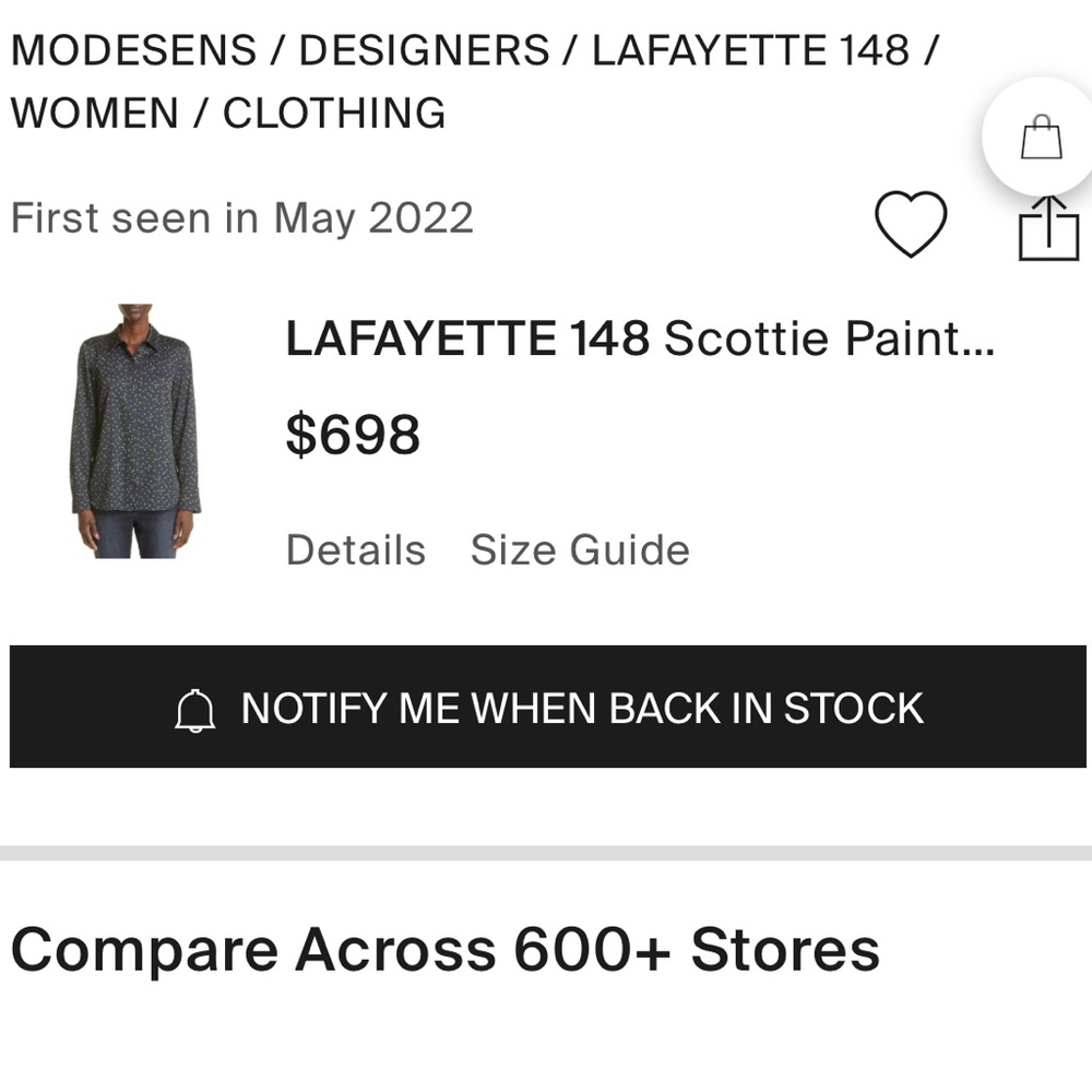 LAFAYETTE 148 - Scottie Painterly Dots Charmeuse Blouse - NWT - Picture 5 of 8